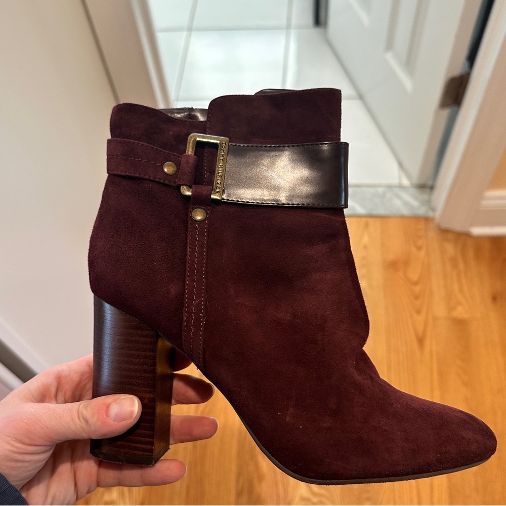 Tommy Hilfiger Dark Red Suede Boots